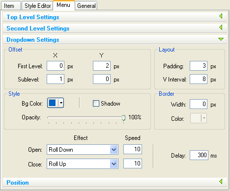 MenuDropdownSettings